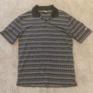 NIke Golf Polo Black/White Stripe Sz M